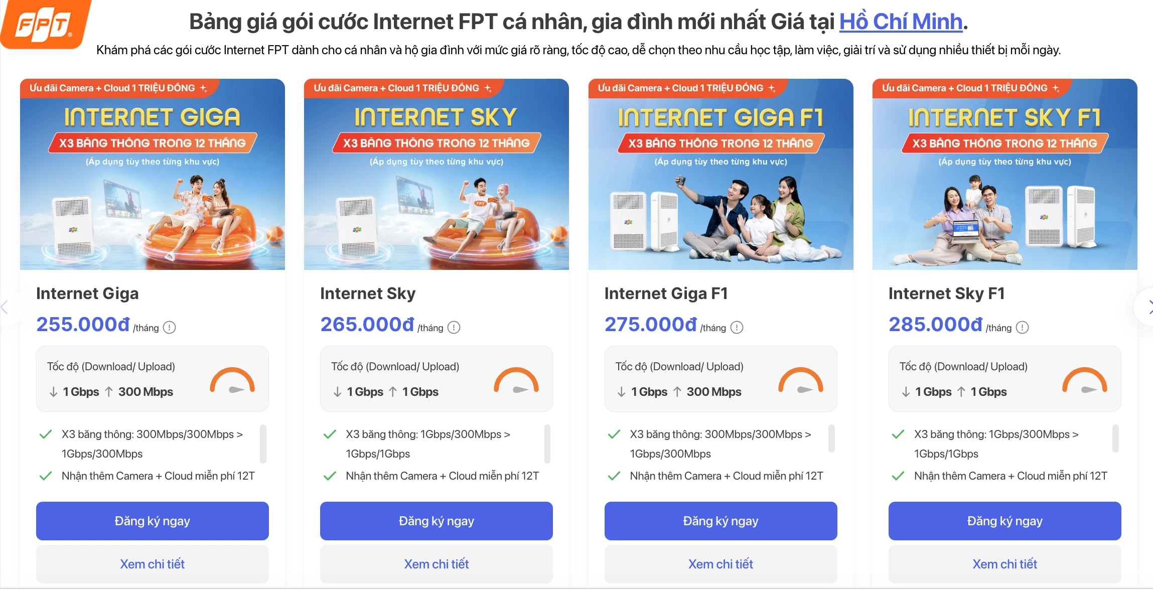 Bảng giá lắp mạng Internet FPT tại HCM cho cá nhân, gia đình nhỏ