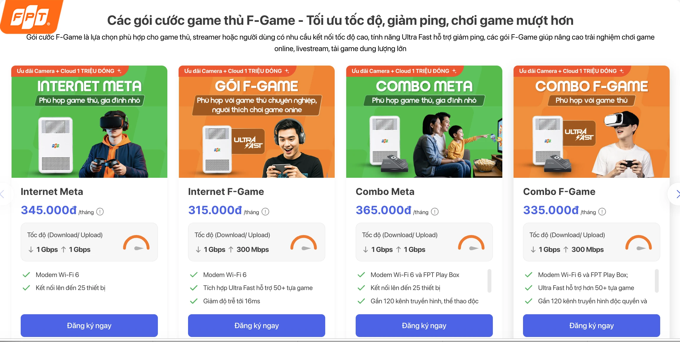Bảng giá cước Internet FPT tại HCM dành cho game thủ