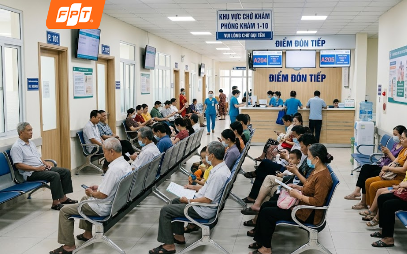 Bệnh nhân nhập pass wifi bệnh viện để giải trí trong lúc ngồi chờ