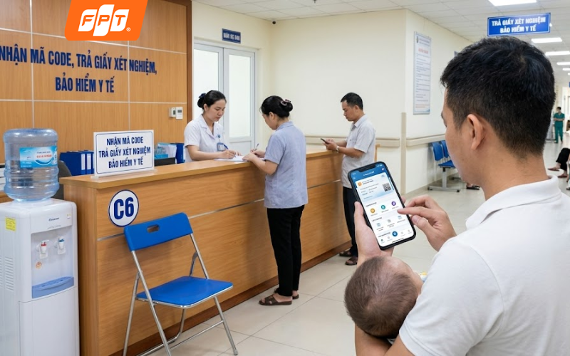 Tra cứu thông tin qua pass wifi bệnh viện tại quầy thủ tục