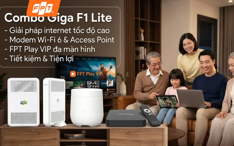 Combo Giga F1 Lite modem Wifi 6 Access Point FPT Play VIP