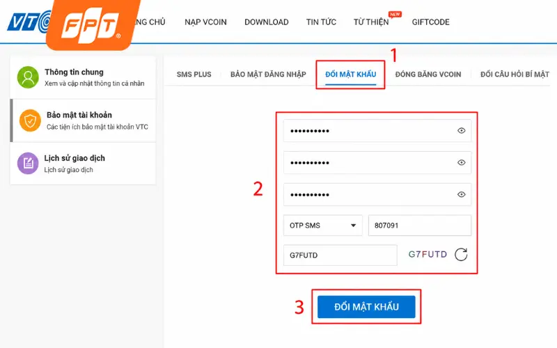 Đổi mật khẩu audition