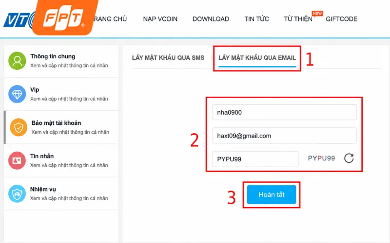 đổi mật khẩu Audition