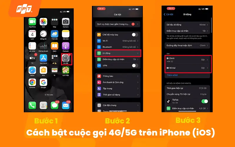 bật chế độ cuộc gọi 4G/5G