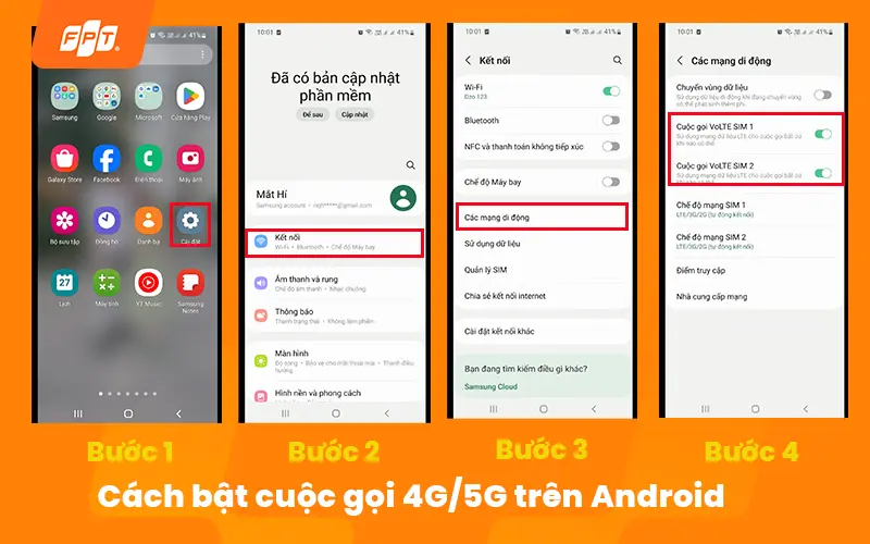 cách bật chế độ cuộc gọi 4G/5G trên Android