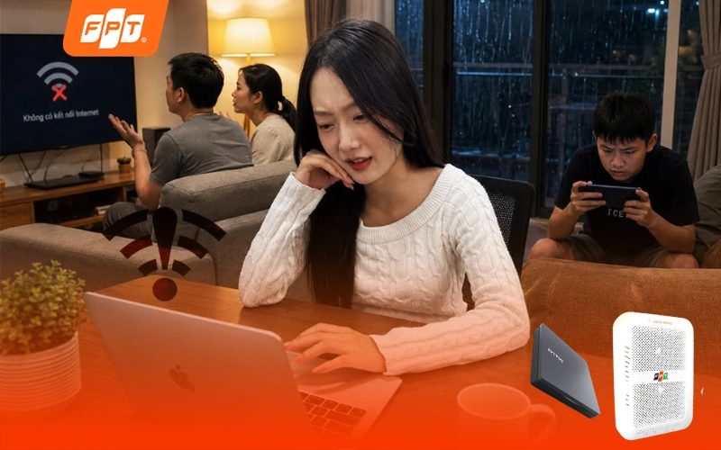 Internet FPT modem WiFi 6 cho hộ gia đình học tập làm việc và giải trí tại Tân Mỹ