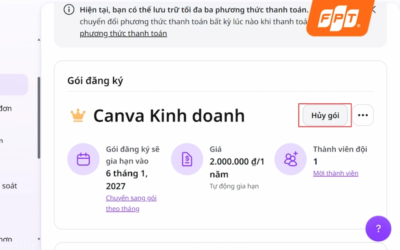 cách hủy canva pro