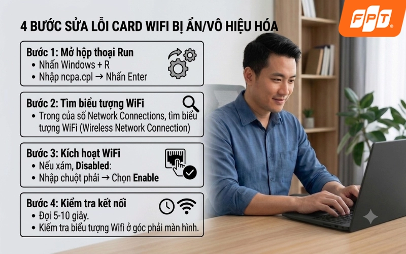 cách kết nối wifi cho laptop Dell