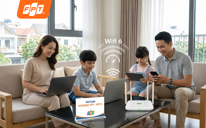 Gói combo internet cáp quang và truyền hình FPT Play giải trí đa nền tảng cho gia đình tại Vườn Lài