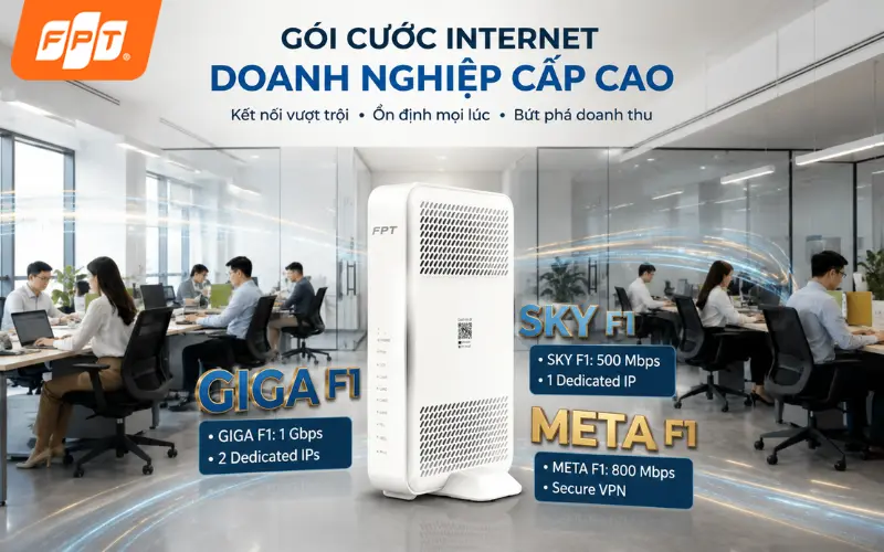 Gói Internet doanh nghiệp FPT băng thông lớn, kết nối ổn định cho văn phòng, công ty
