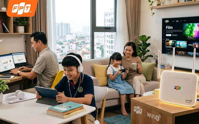 Internet FPT với modem Wifi 6 đáp ứng học tập, làm việc, giải trí cho gia đình
