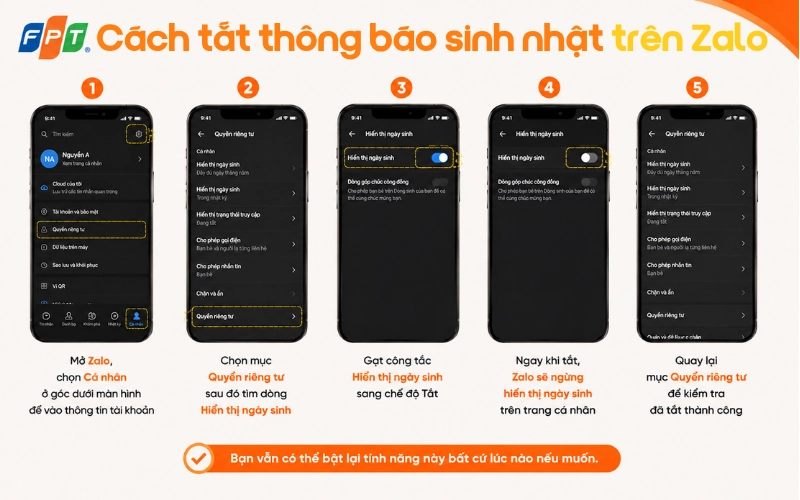 cách tắt thông báo sinh nhật trên Zalo