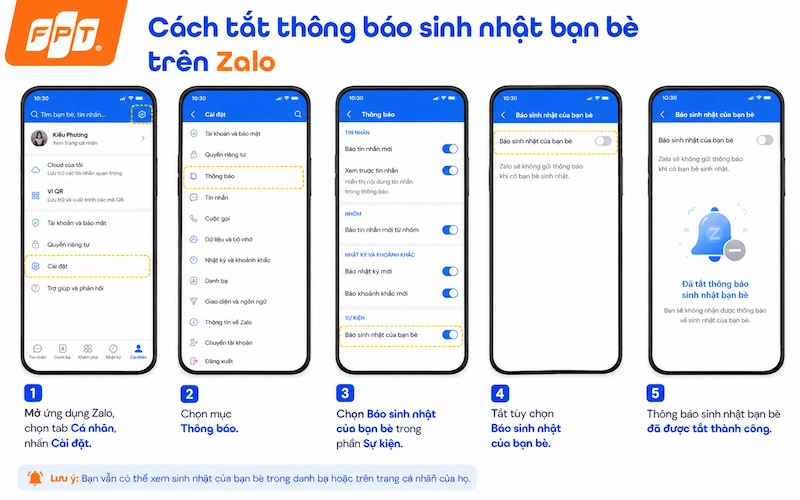 cách tắt thông báo sinh nhật trên Zalo