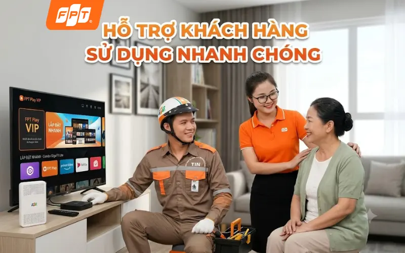 Kỹ thuật viên FPT lắp đặt internet cho căn hộ tại Linh Xuân