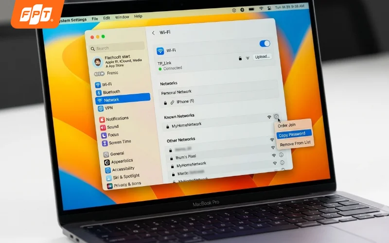 Cách xem pass wifi trên MacBook