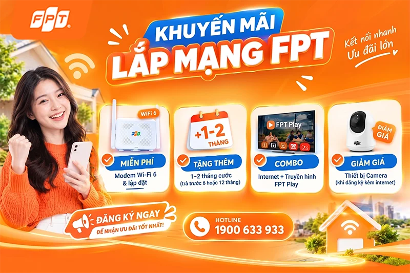 Khuyến mãi lắp mạng internet FPT xã Nhà Bè miễn phí modem WiFi 6