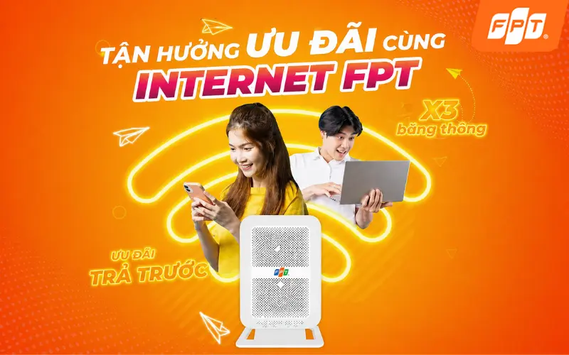Dãy trọ công nhân xã Trừ Văn Thố lắp modem Wifi 6 FPT, banner khuyến mãi giá từ 195.000đ mỗi tháng.