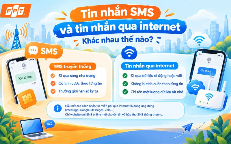 gửi tin nhắn sms miễn phí qua mạng internet