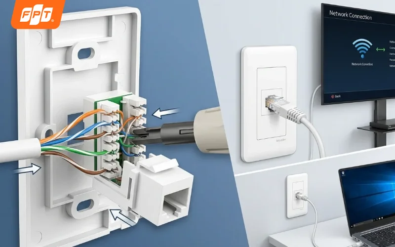 Cấu tạo ổ cắm mạng và cách kết nối thiết bị chuẩn nhất.