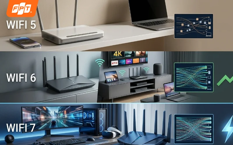 ưu và nhược điểmcủa wifi 5 wifi 6 và wifi 7