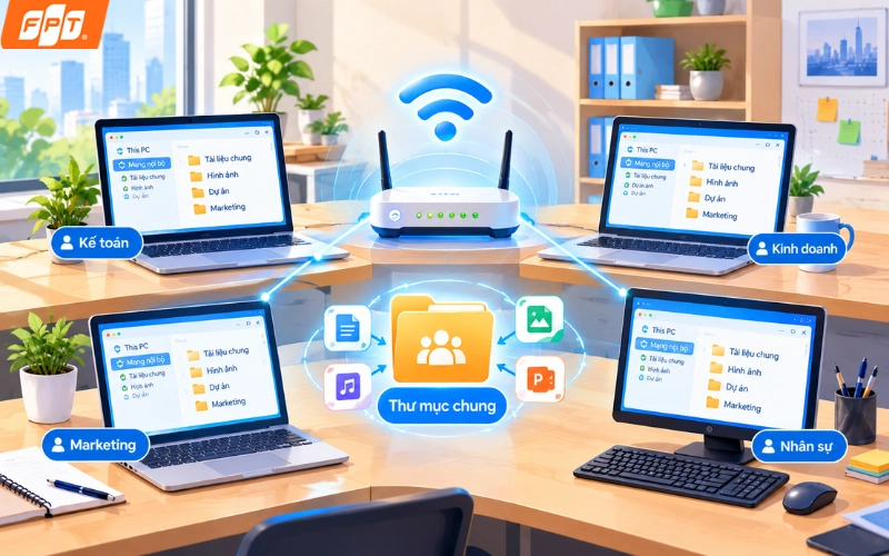 Wifi ổn định giúp chia sẻ dữ liệu qua mạng LAN trong nhà hoặc văn phòng mượt hơn